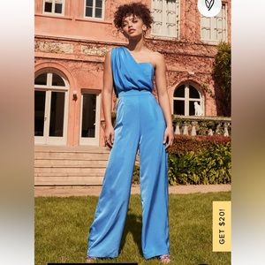 NWT Endless Confidence Blue One-Shoulder Wide-Leg Jumpsuit